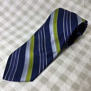 IKE BEHAR NEW YORK Silk Necktie Blue Green Stripes